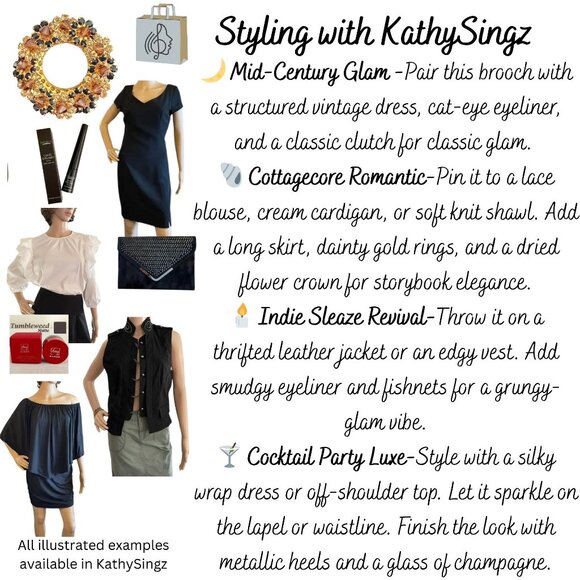 Vintage 1950s Circle Brooch Smoky Brown Jet Rhinestones Goldtone Mid Century Pin - Picture 3 of 12